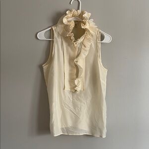 J. Crew Ruffled Silk Ivory Sleeveless Top